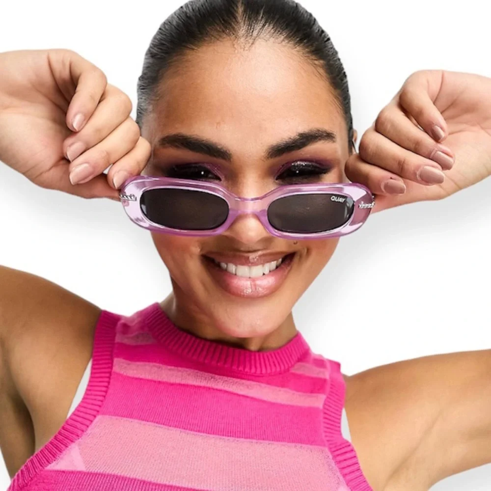 QUAY So Serious Sunglasses Milky Purple & Silver Frame Smoke Lens Retro Y2K NWT
